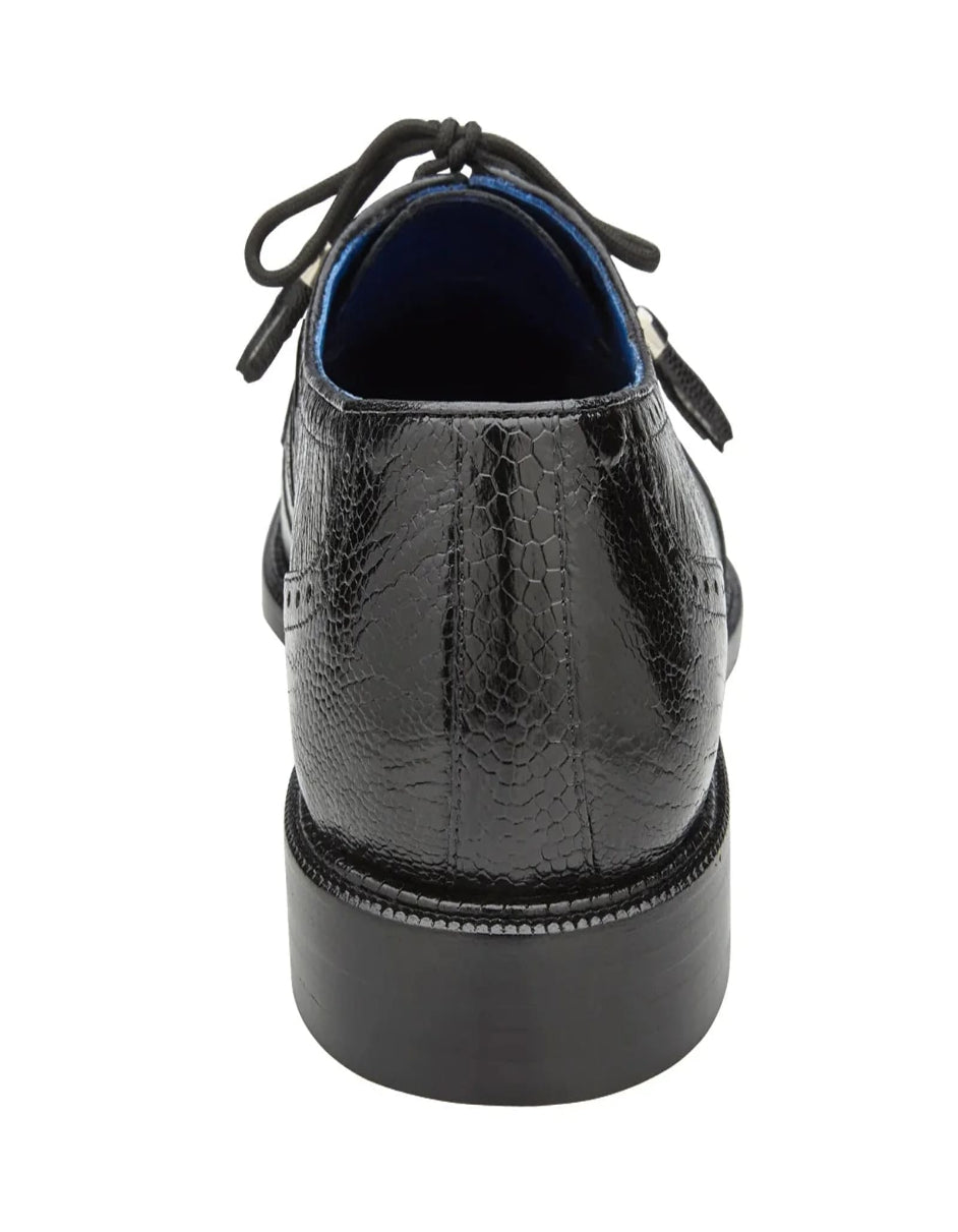 Men's Belvedere Batta Cap Toe Black Ostrich Dress Shoe - US 9.5 Standard/D/ Medium / Eu:42