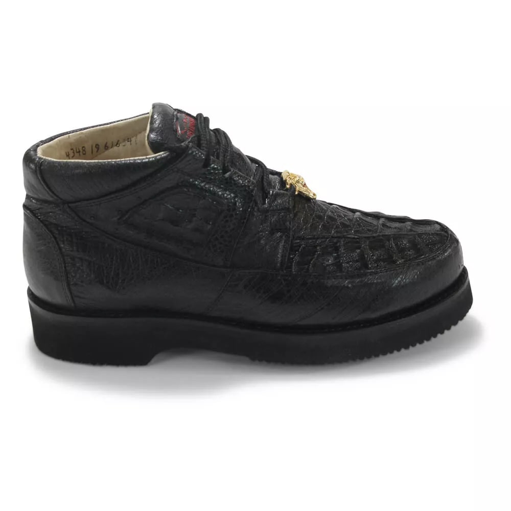 Los Altos Black Caiman Belly & Ostrich Casual Shoes - 8