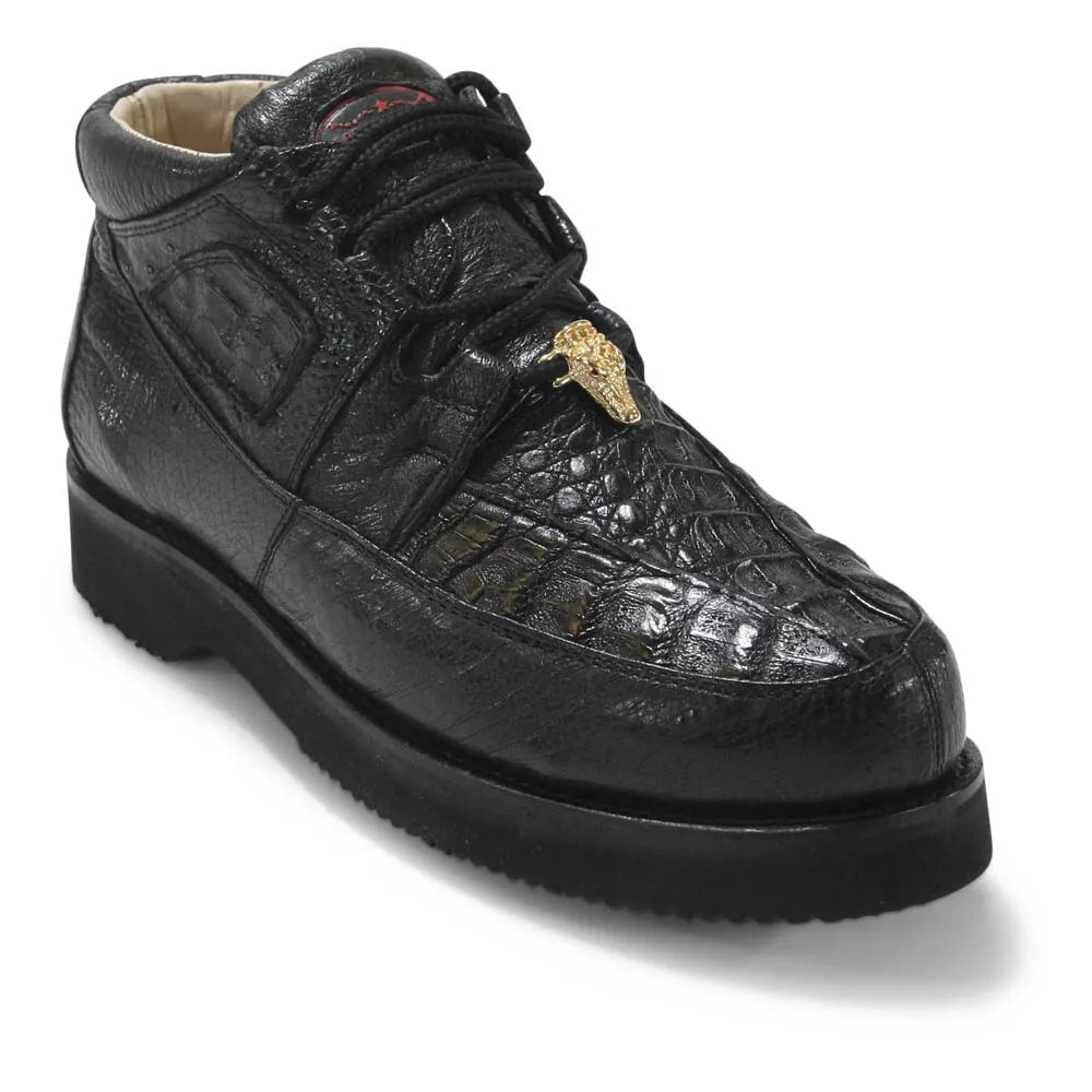 Los Altos Black Caiman Belly & Ostrich Casual Shoes - 8