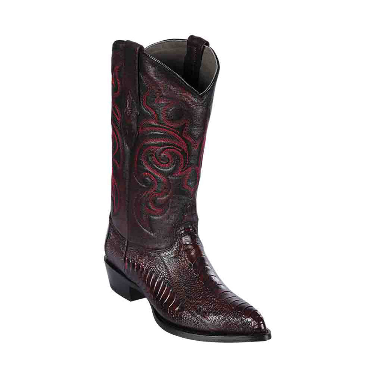 Los Altos Men's Ostrich Black Cherry Leg Boots - 6