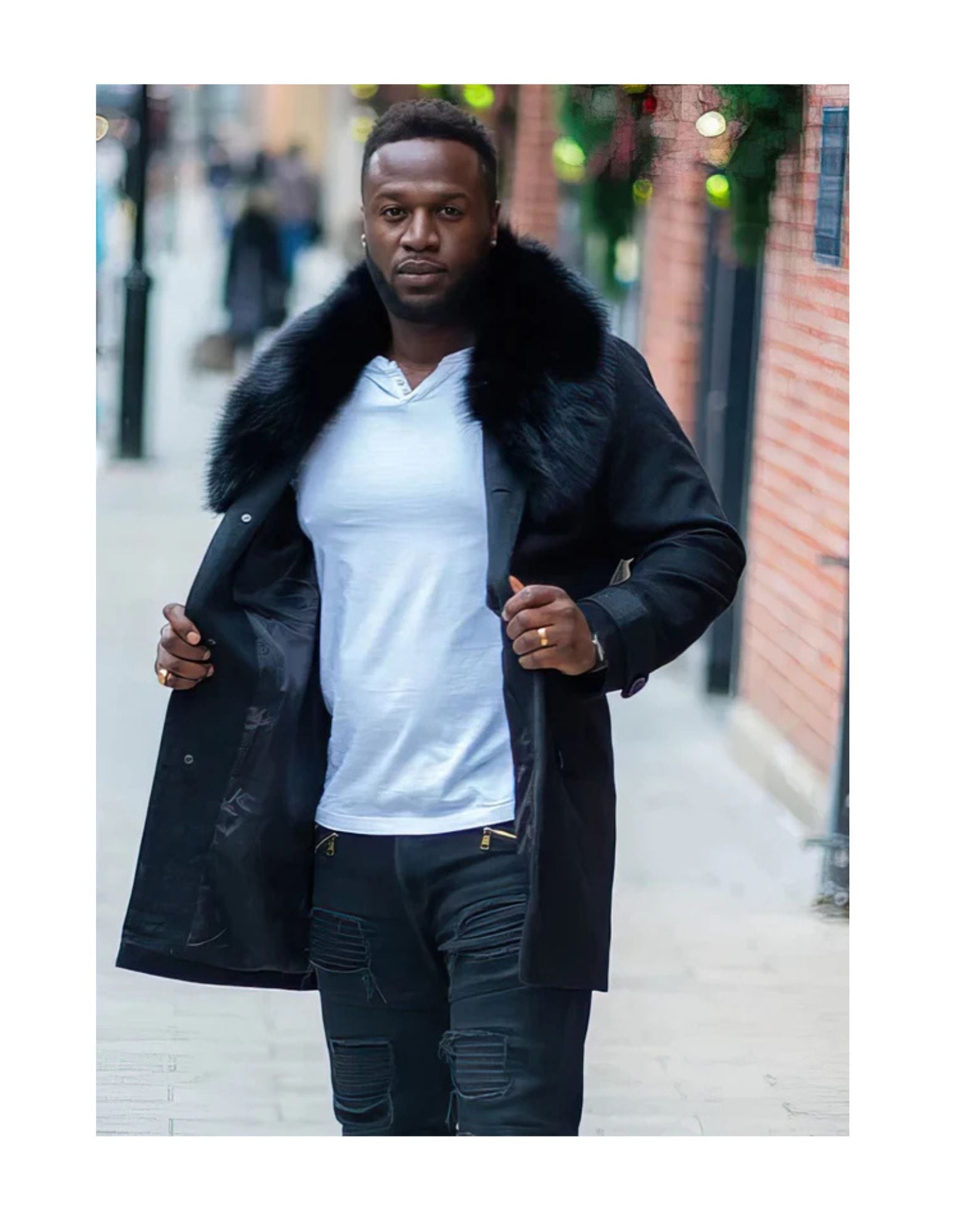 Mens Peacoats With Fur Collar - Coat With Fur Collar main image 0