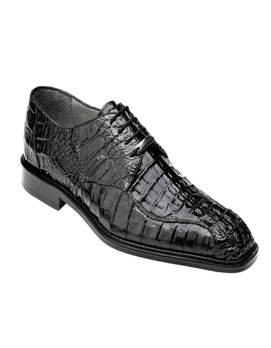Men's Belvedere Chapo Hornback Caiman Crocodile Dress Black Shoe - US 9.0 Standard/D/ Medium / Eu:42