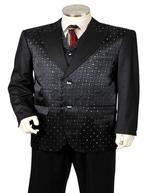 Canto Men's Designer Fashion Pleated Suit - 3 Piece, Fancy Pattern