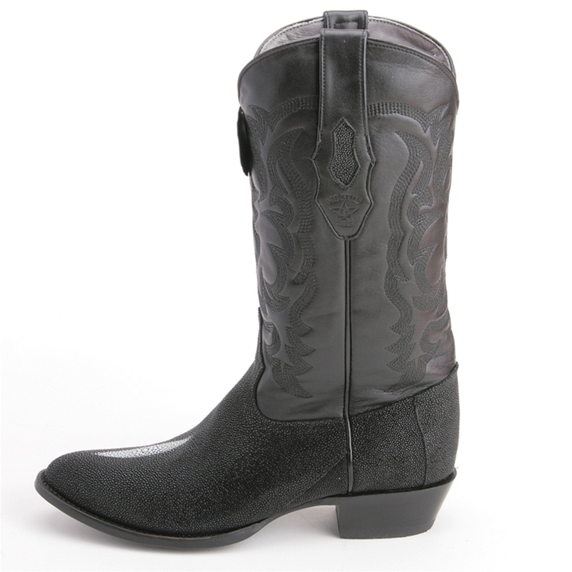 Los Altos Men's Black Exotic Stingray Round Toe Boots - 6