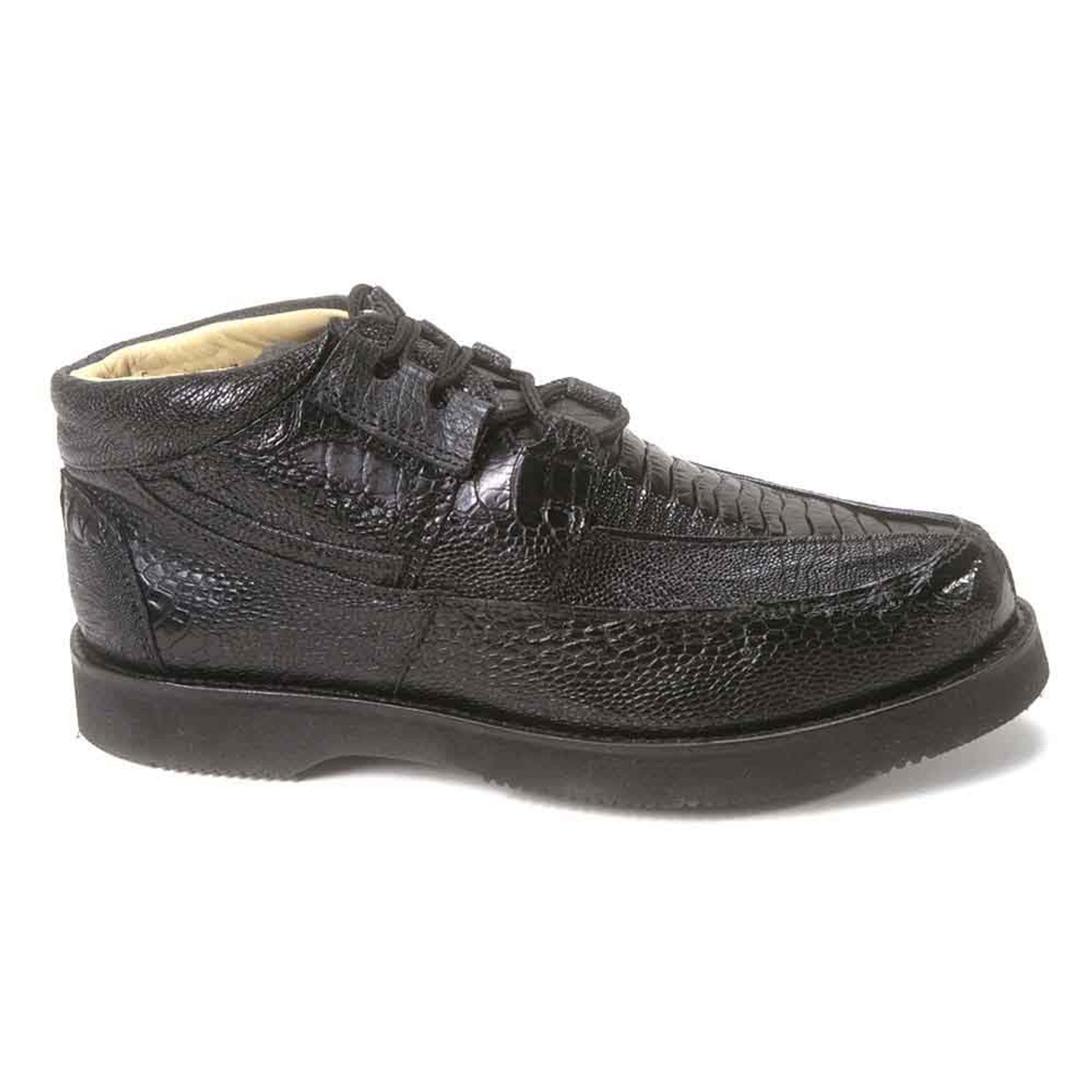 Los Altos Casual Black Full Ostrich Leg Shoes - 8