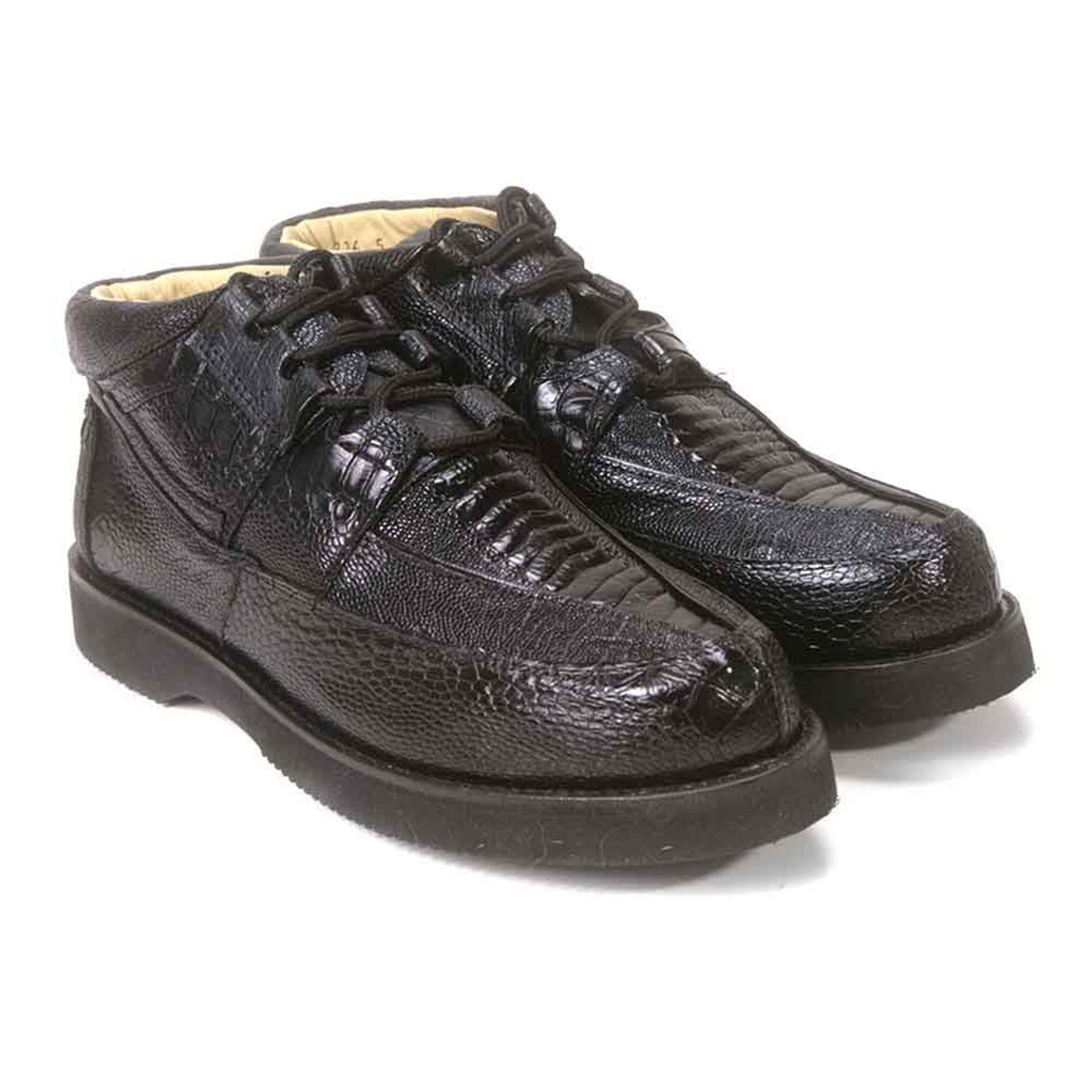 Los Altos Casual Black Full Ostrich Leg Shoes - 8
