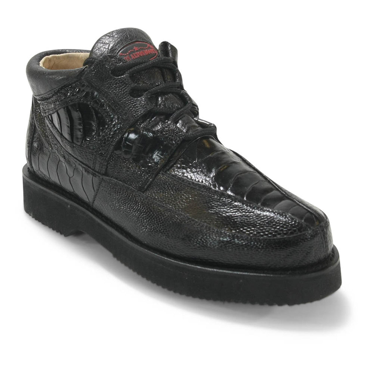 Los Altos Casual Black Full Ostrich Leg Shoes - 8