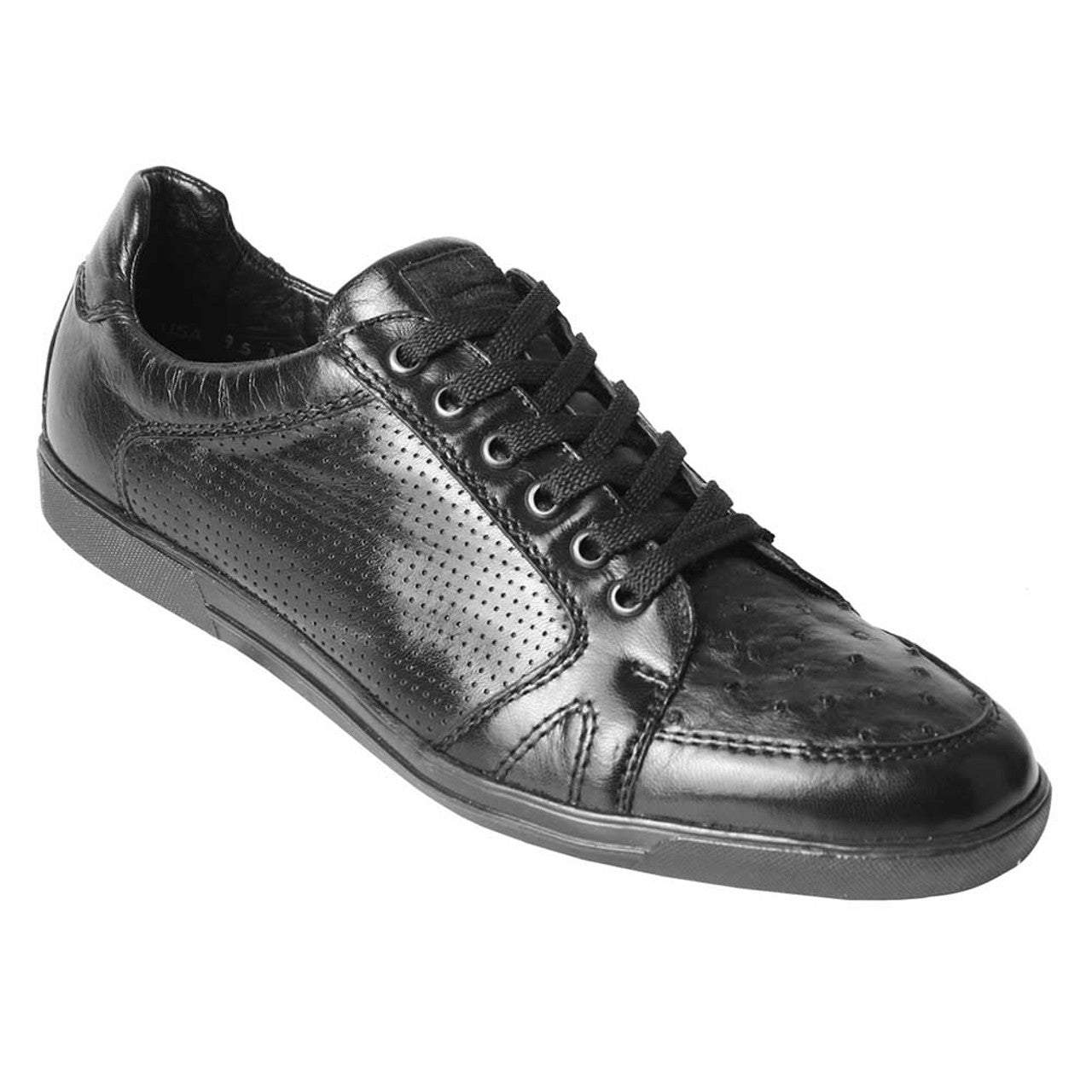 Los Altos Black Genuine Ostrich Casual Shoes - 11.5