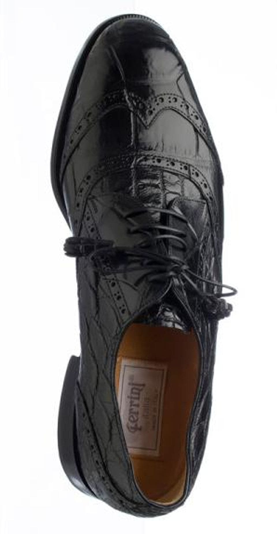 Belly Alligator Leather Shoes Men Black Italian Ferrini Wingtip - 10.5