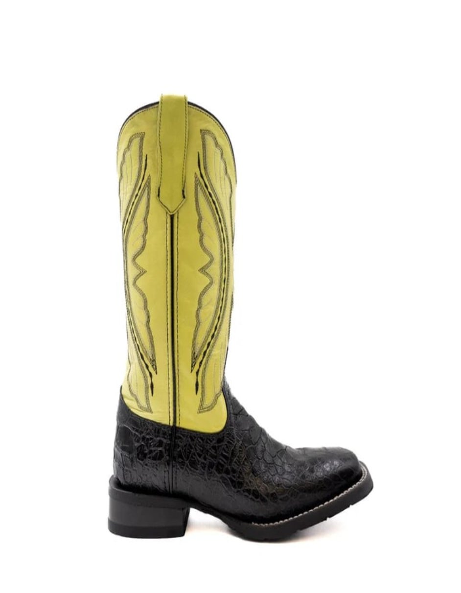Ferrini Women's Kai Square Toe Rubber Boots Turtle Print - Black - 6B