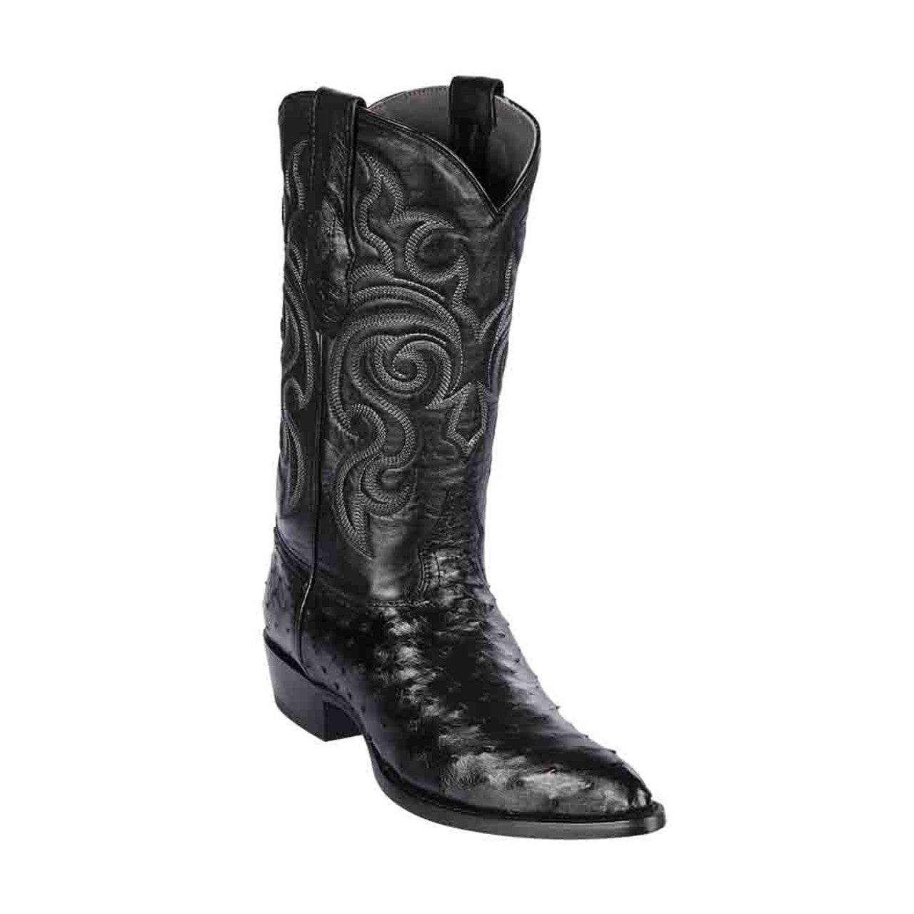 Los Altos Men's Black Genuine Full Quill Ostrich Boots - 6