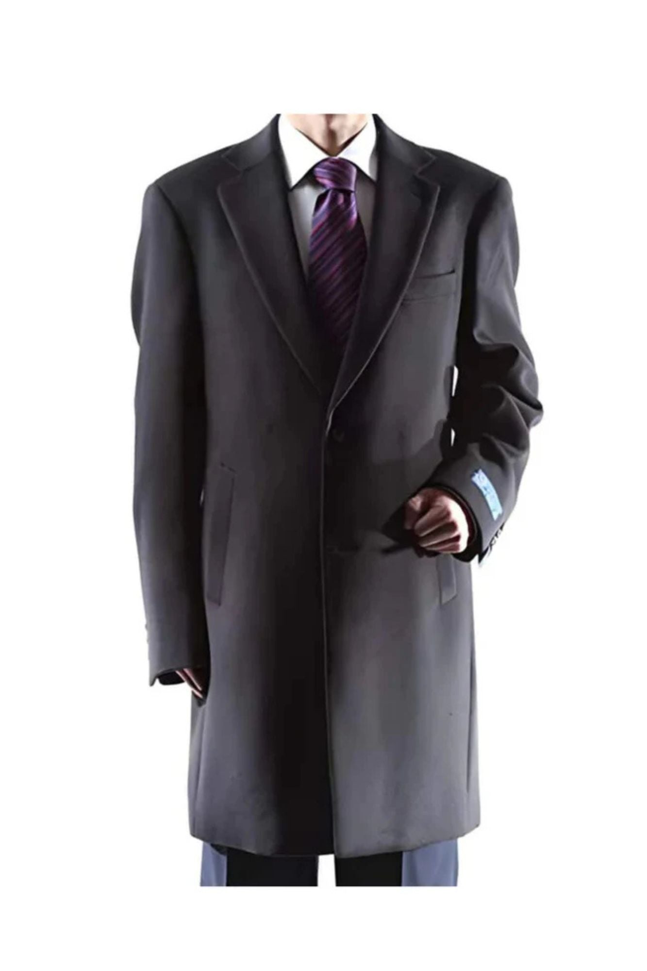Men's Caravelli Two Button 3/4 Length Black Long men's Car Coat Dress Topcoat - Winter coat - Coat Size 38