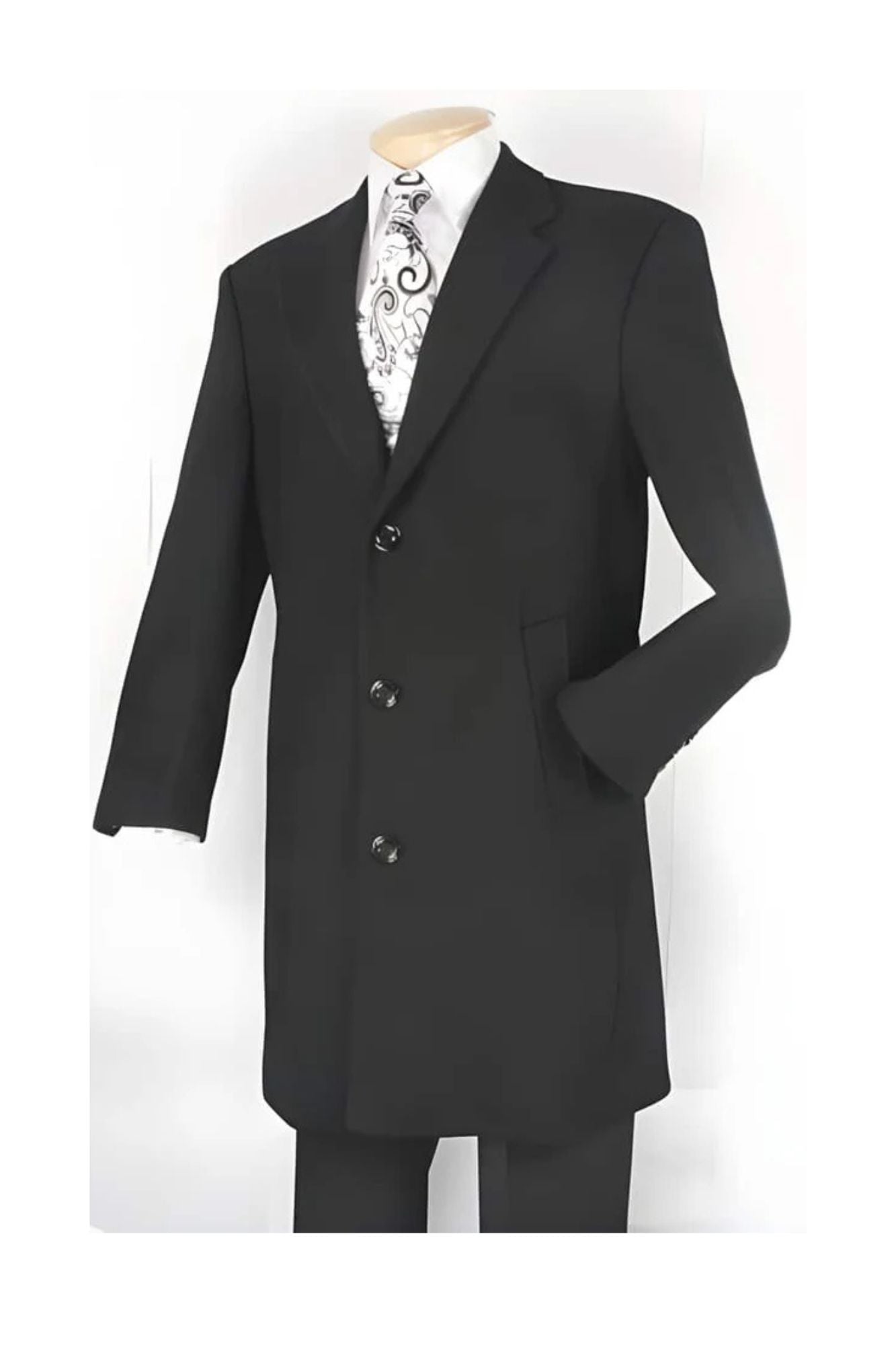 Dark color black Overcoat Ankle length Fully Lined Blend men's Car Coat - Mid length Wool Coat - Coat Size 38