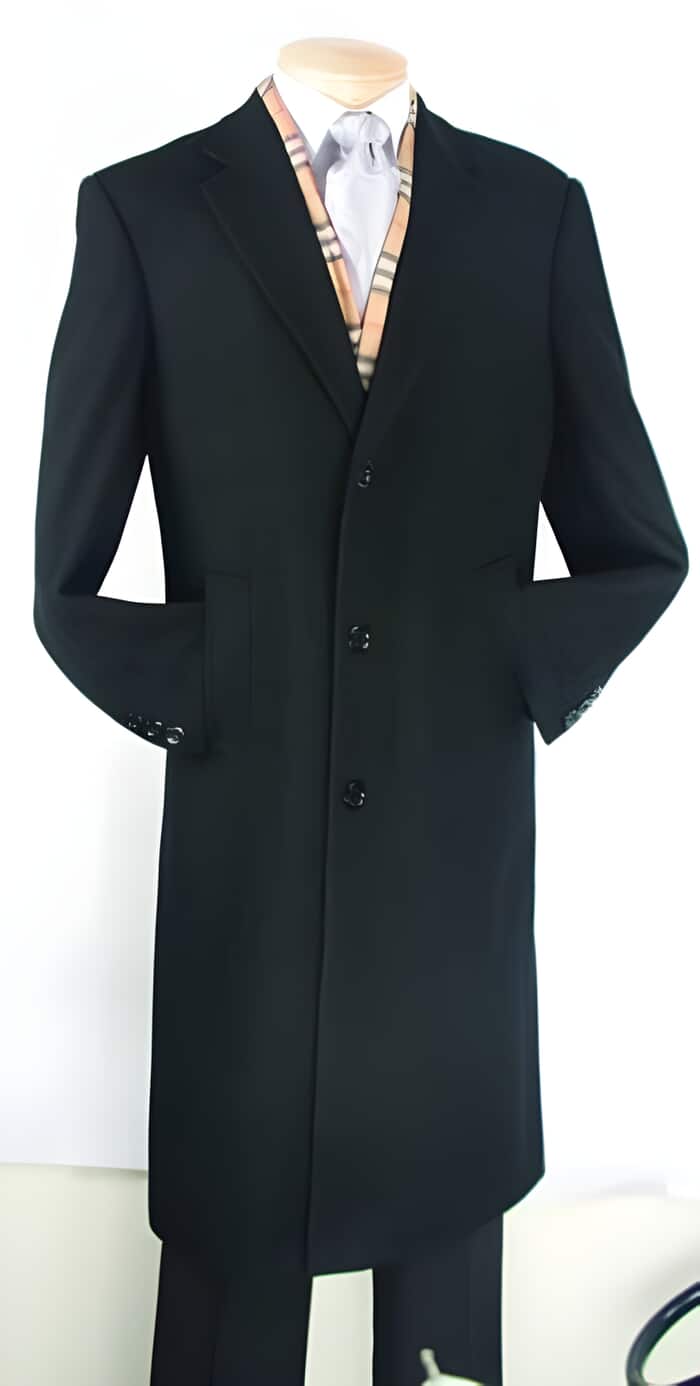 Dark color black Fully Lined Wool fabric Blend | Winter men's Topcoat Sale - Coat Size 38