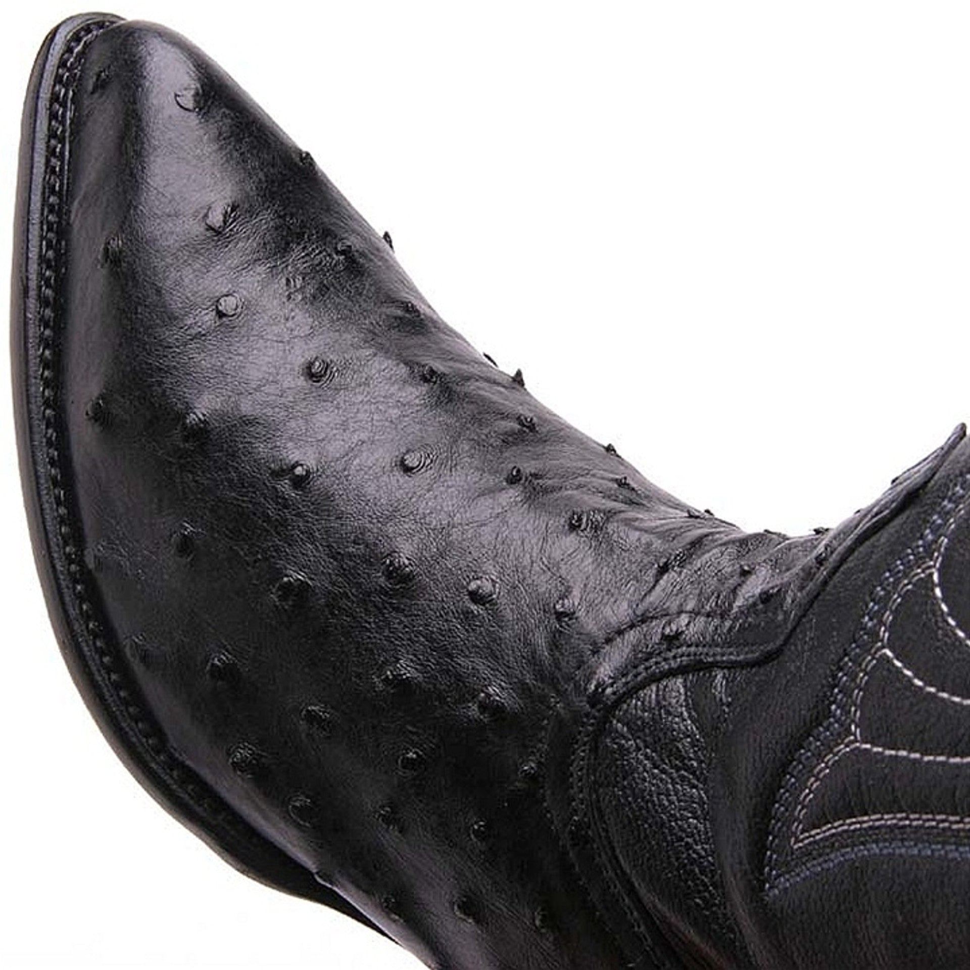 Los Altos Men's Black Genuine Full Quill Ostrich Boots - 6