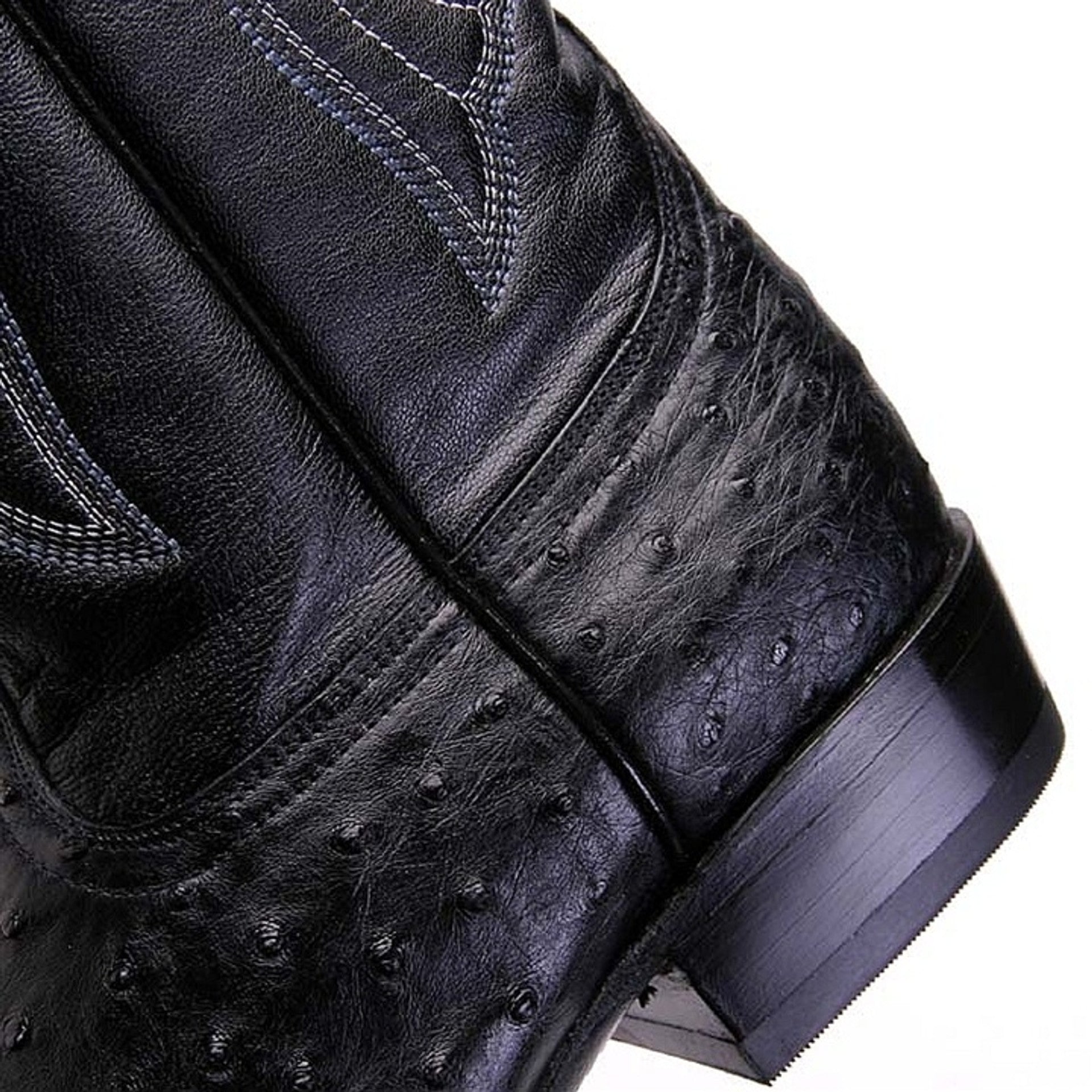 Los Altos Men's Black Genuine Full Quill Ostrich Boots - 6