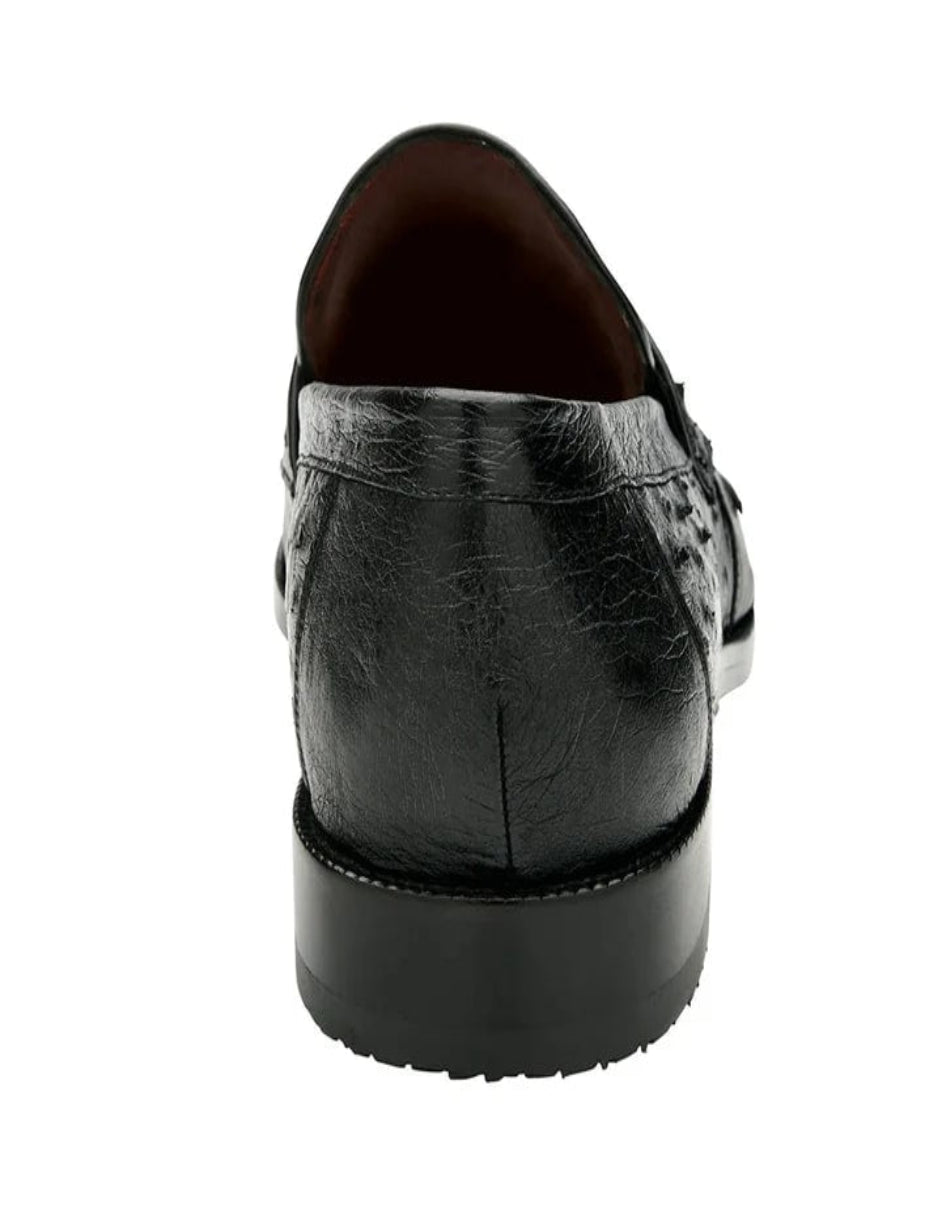 Men's Belvedere Espada Ostrich Quill Penny Loafer Black Dress Shoe - 14.0 Standard / D / Medium