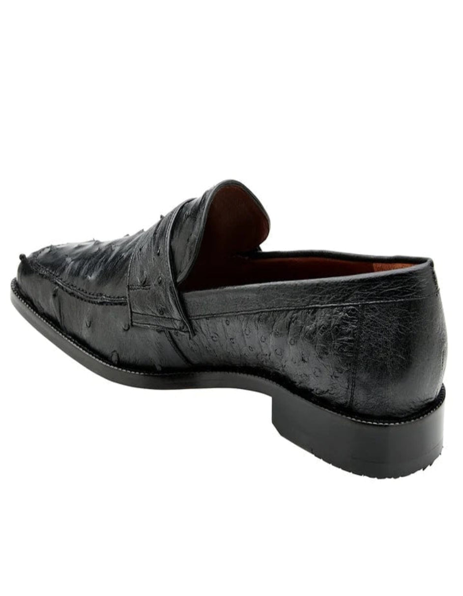 Men's Belvedere Espada Ostrich Quill Penny Loafer Black Dress Shoe - 14.0 Standard / D / Medium