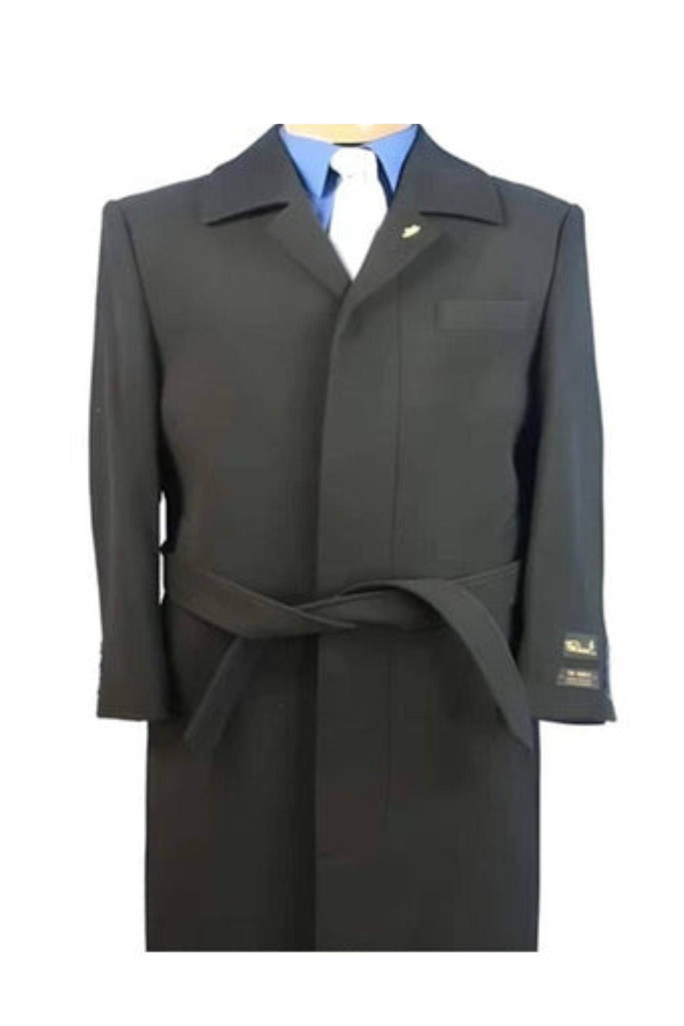 Aero Dark color Very Dark Grey Almost Black Full Length Wool fabric Blend Long men's Dress Topcoat - Winter coat men's Overcoat - Coat Size 38