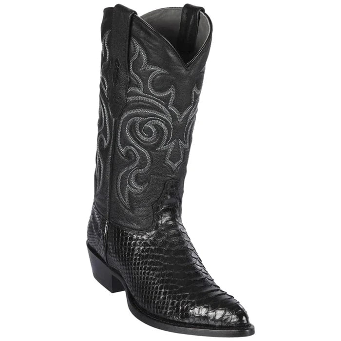 Los Altos Boots - Mens Dress Cowboy Boot - Low Priced Black Snakeskin Boots- in Black - 6