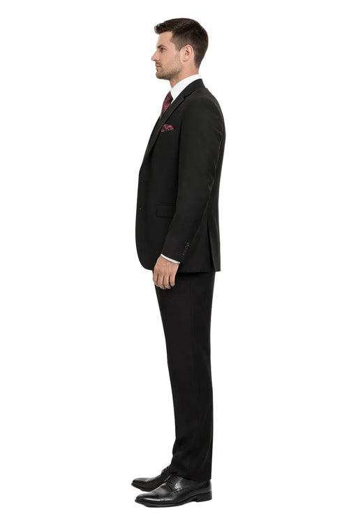 Modern Fit Wool Feel Two Button Jacket with Suit Black