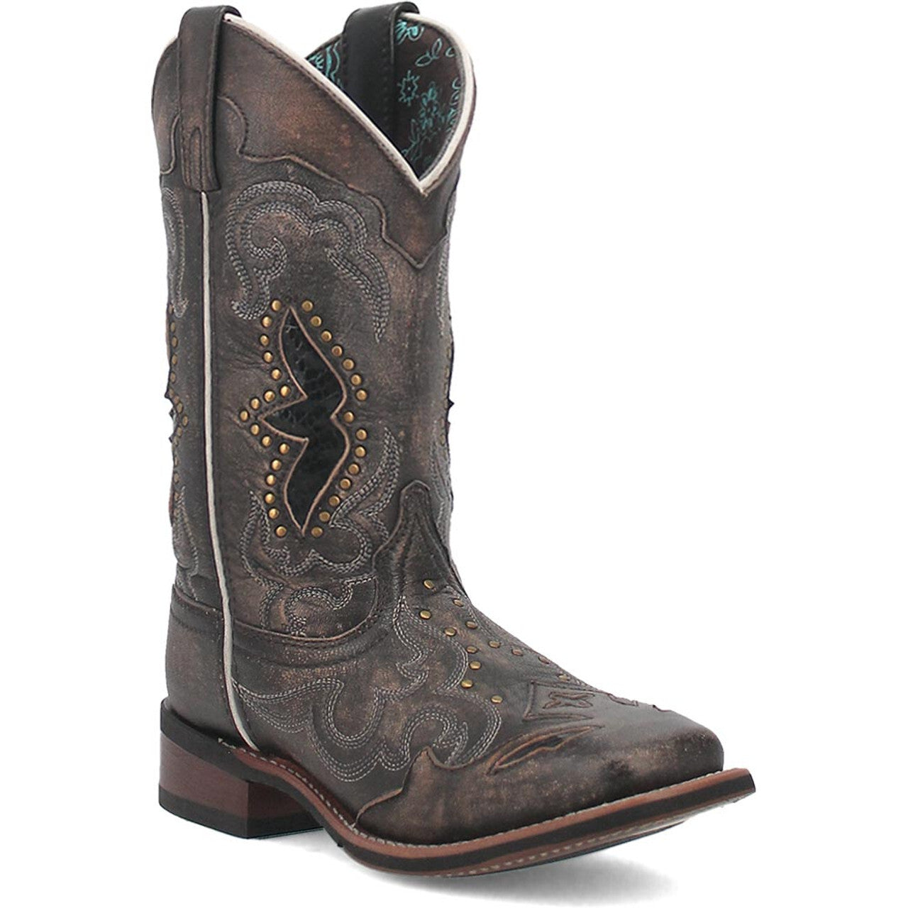 Laredo Spellbound Black Tan Broad Square Toe Women Boots - 6M