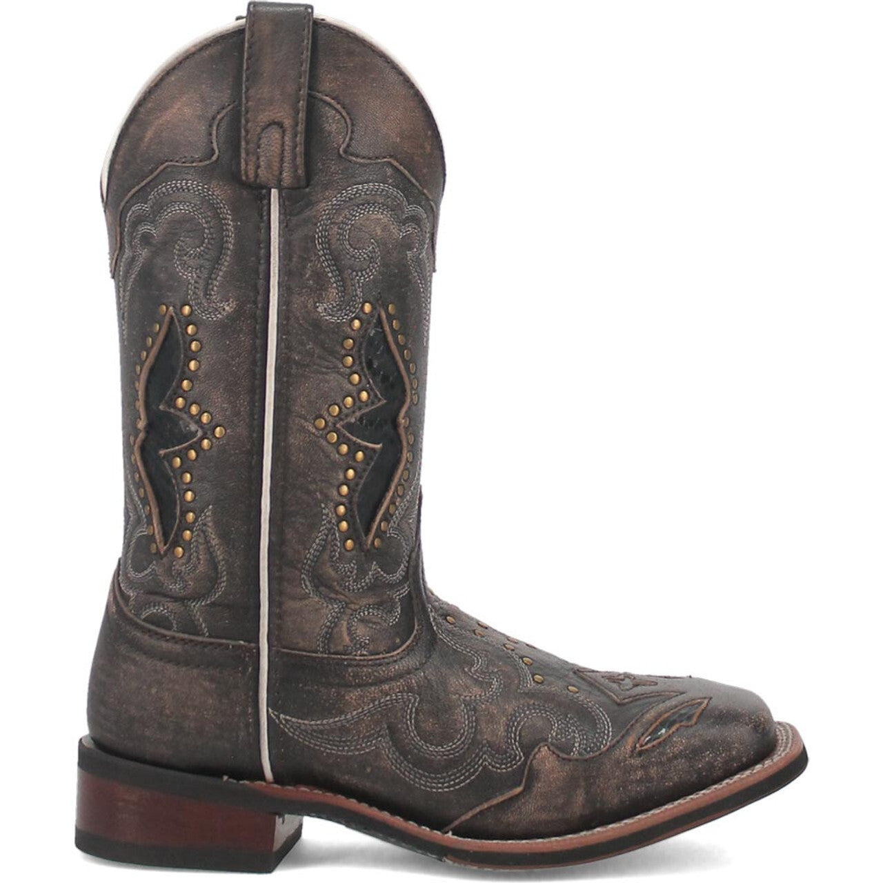 Laredo Spellbound Black Tan Broad Square Toe Women Boots - 6M