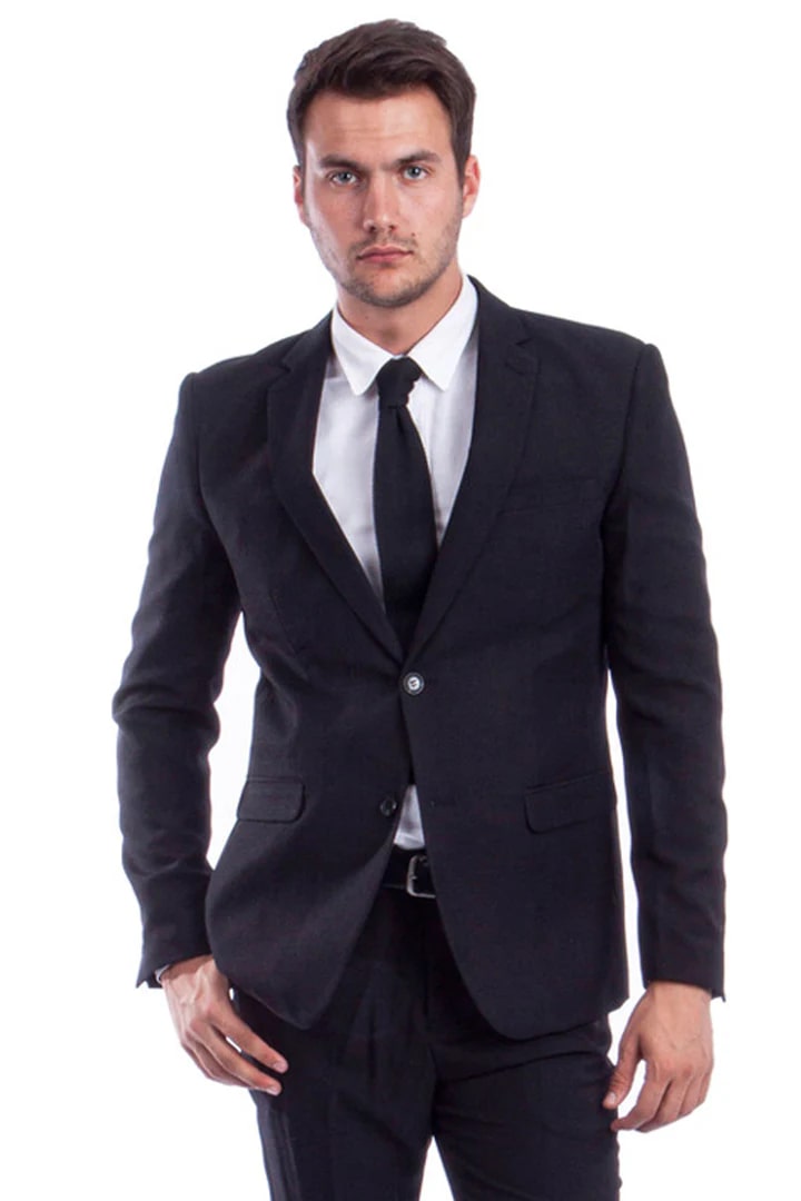 Cheap Priced Suit - Men's Two Button Basic Hybrid Fit Business Suit in black
