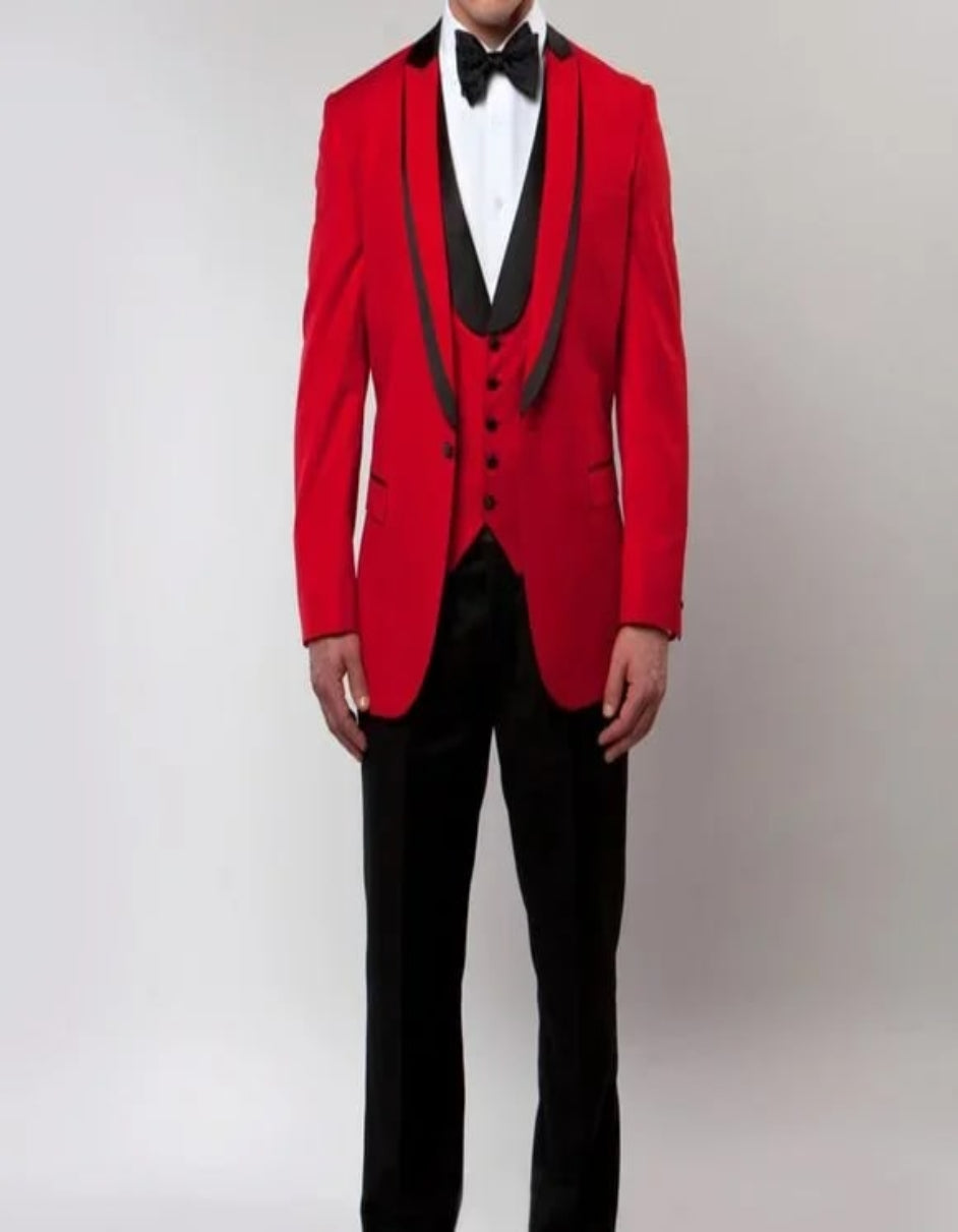 Bryan Michaels Slim Fit 3-PC Tuxedo, Black - 38 Short Jacket+32 Waist Adjustable 28to34)(Height: 5 4 to5 7 )(Neck 15-16.5)S-M)