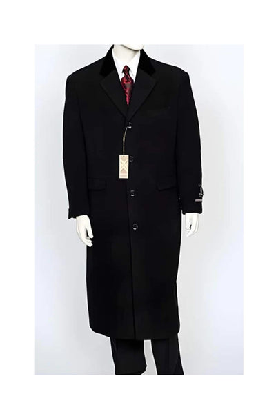 men's Black Double Breasted Full Length Coat Duster Maxi Coat