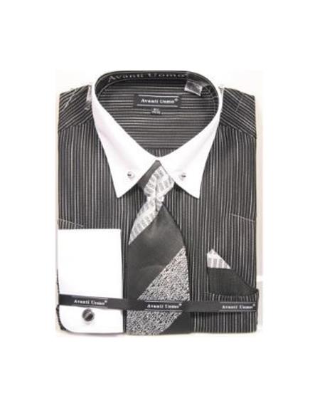 Collar Bar Dress Shirt + White Collared Dress Shirt Color - Large 16.5" Neck/34-35" Sleeve