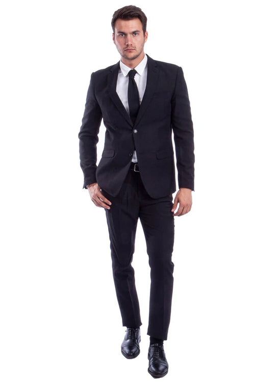 Cheap Priced Suit - Men's Two Button Basic Hybrid Fit Business Suit in black