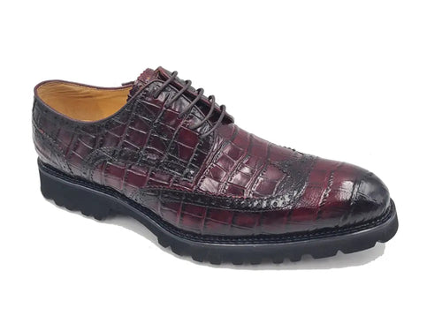Carrucci Blucher Style Alligator Embossed Oxford