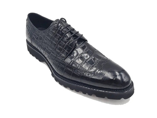 Carrucci Blucher Style Alligator Embossed Oxford