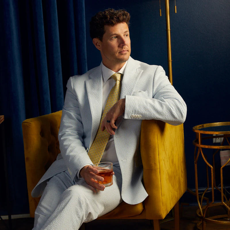 Seersucker Blazer - "Blue Ice" Seersucker Sport Coat Blue Ice Seersucker Stretch Sport Coat - 38 R
