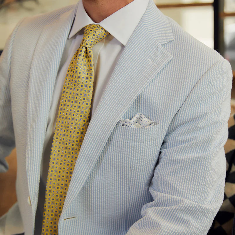 Seersucker Blazer - "Blue Ice" Seersucker Sport Coat Blue Ice Seersucker Stretch Sport Coat - 38 R