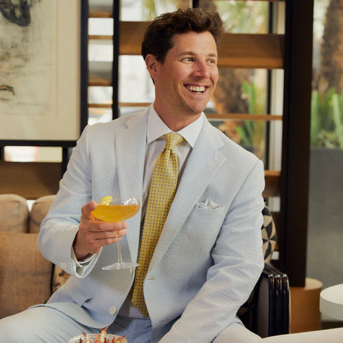 Seersucker Blazer - "Blue Ice" Seersucker Sport Coat Blue Ice Seersucker Stretch Sport Coat