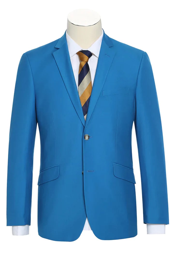Cheap Suit - Mens Basic Two Button Slim Fit Royal Cobalt Blue Suit - 38 Short Jacket+32 Waist Adjustable 28to34)(Height: 5 4 to5 7 )(Neck 15-16.5)S-M)