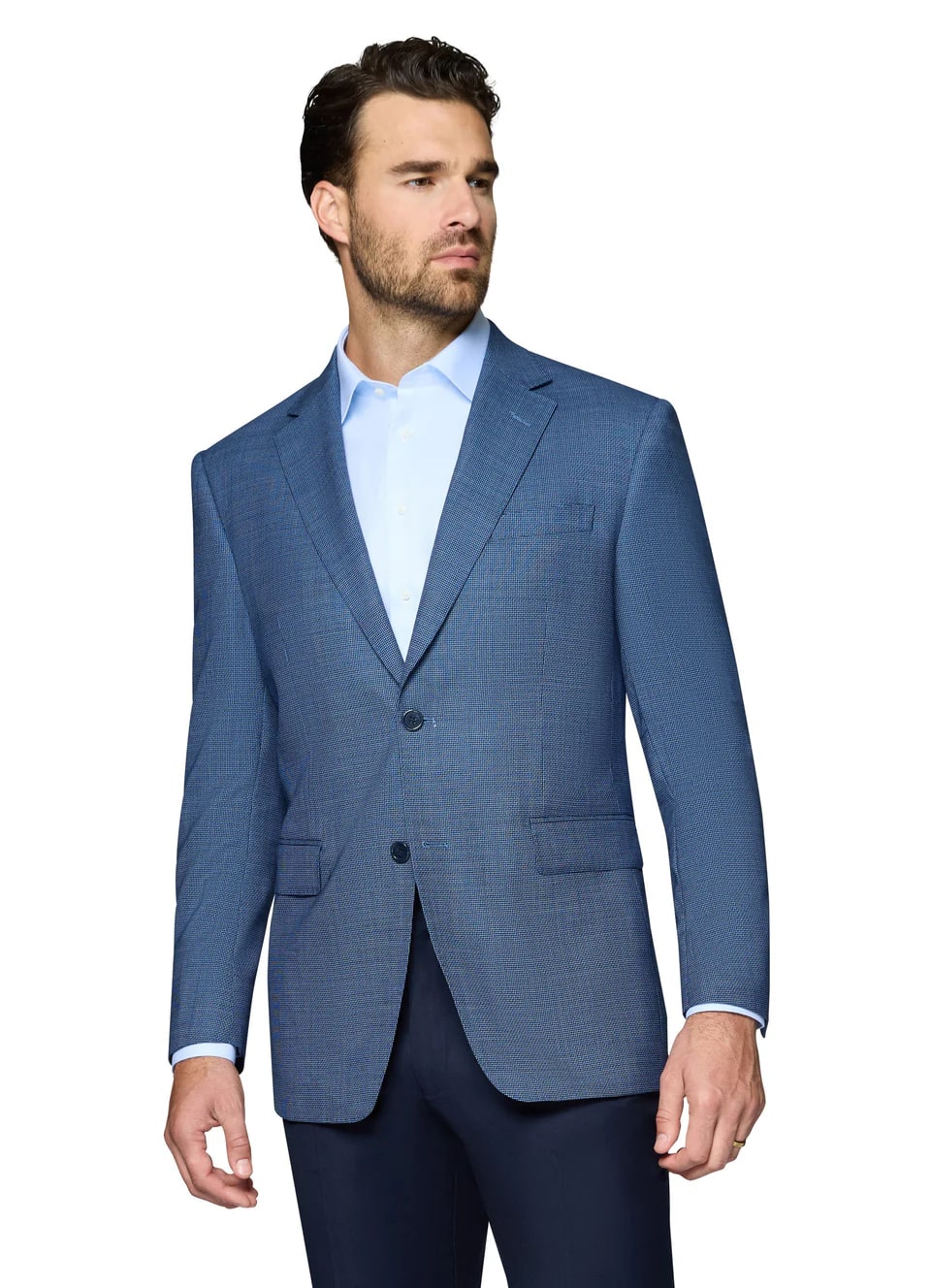 Blue Modern Fit Wool Modern Fit Sport Coat - 62 Regular
