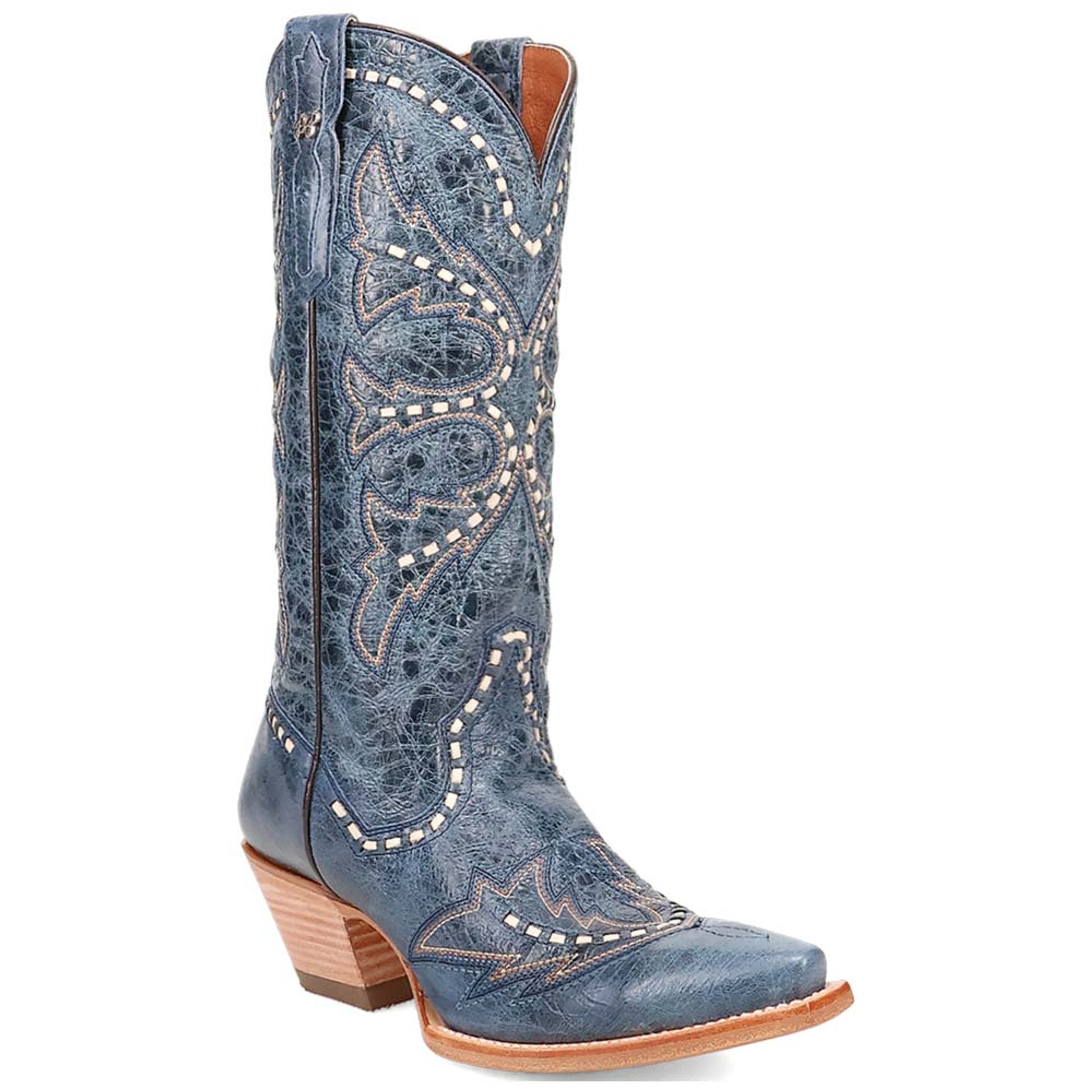 Dan Post Womens Rema Blue Snip Toe Leather Western Boots - 6.5M