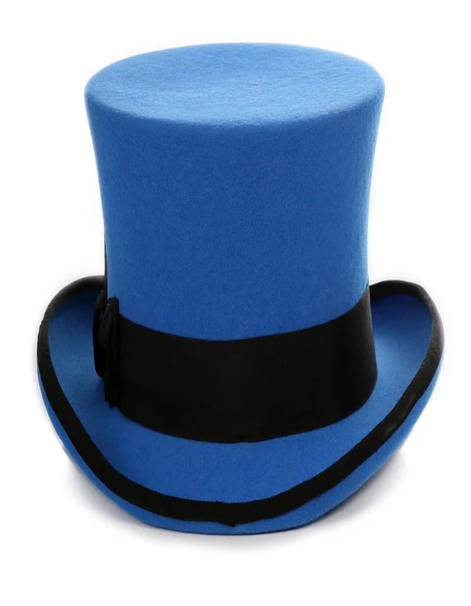 Victorian Steampunk Top Hat - 1800 19th Century - Dressy Loden Felt Top Blue and Black Hat - S