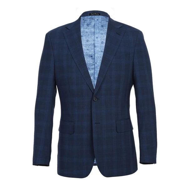 Designer Brand - Wool Stretch Single Breasted Slim Fit Blue Suit - Coat Size 38