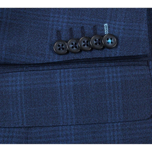 Designer Brand - Wool Stretch Single Breasted Slim Fit Blue Suit