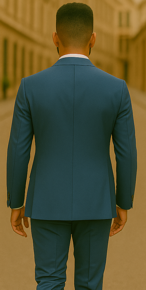 Blue Slim Fit Men’s Suit by Rossiman Rossi – Skinny Style with 1-Button Jacket - 58R