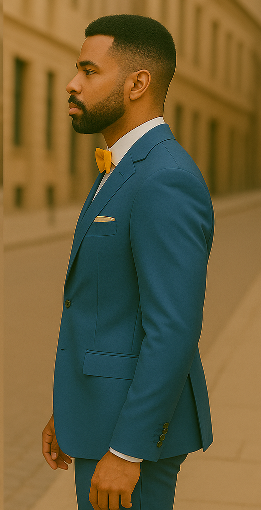 Blue Slim Fit Men’s Suit by Rossiman Rossi – Skinny Style with 1-Button Jacket - 58R