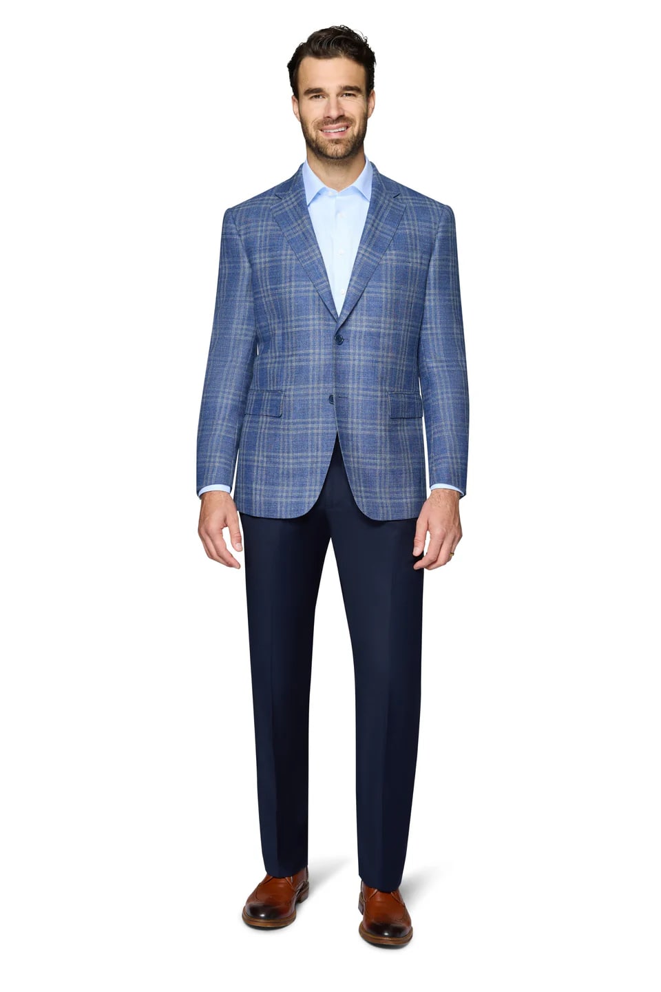 Blue Wool Modern Fit Side Vents Sport Coat - 62 Regular