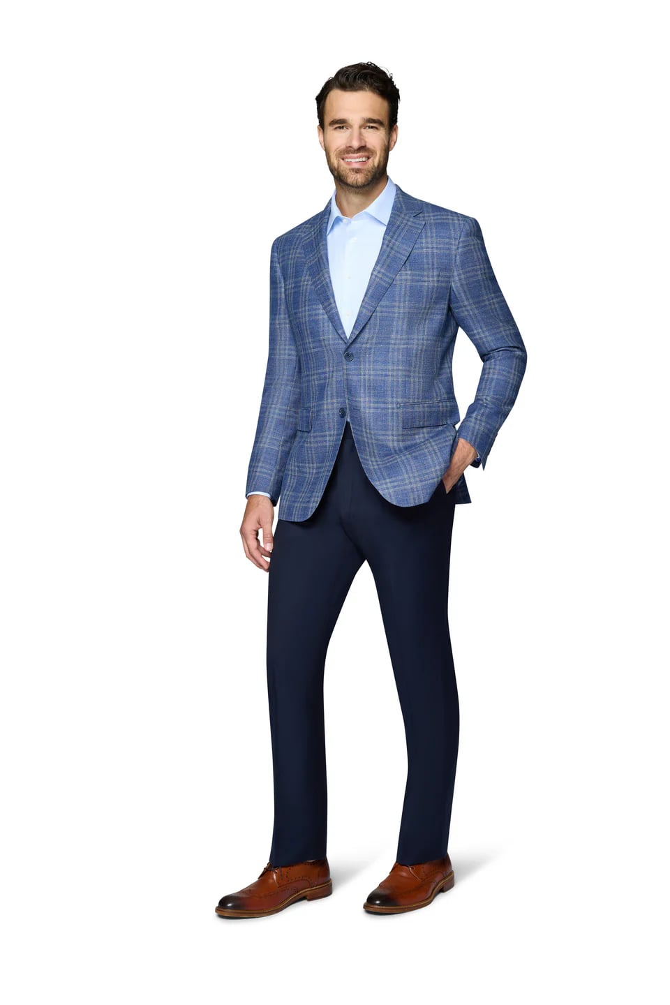 Blue Wool Modern Fit Side Vents Sport Coat - 62 Regular