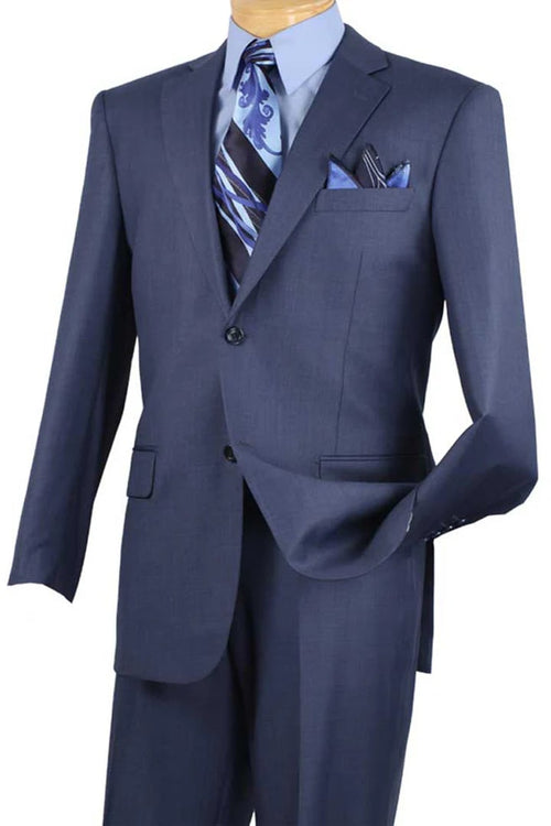 Cheap Priced Suit- Mens 2 Button Weave Pattern Sharkskin Blue Suit