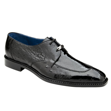 Men's Belvedere Bolero Ostrich Moc Toe Dress Shoe in Black - 9-M