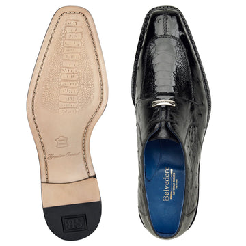 Men's Belvedere Bolero Ostrich Moc Toe Dress Shoe in Black - 9-M